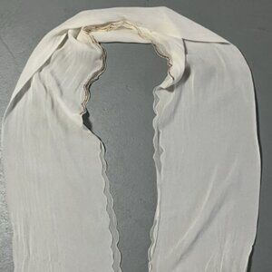 Vintage Scarf 100% Silk 7"x52" Gold White Hand Rolled Sheer Glitter
